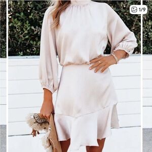 Vici Call Me Angel Satin Dress Champagne